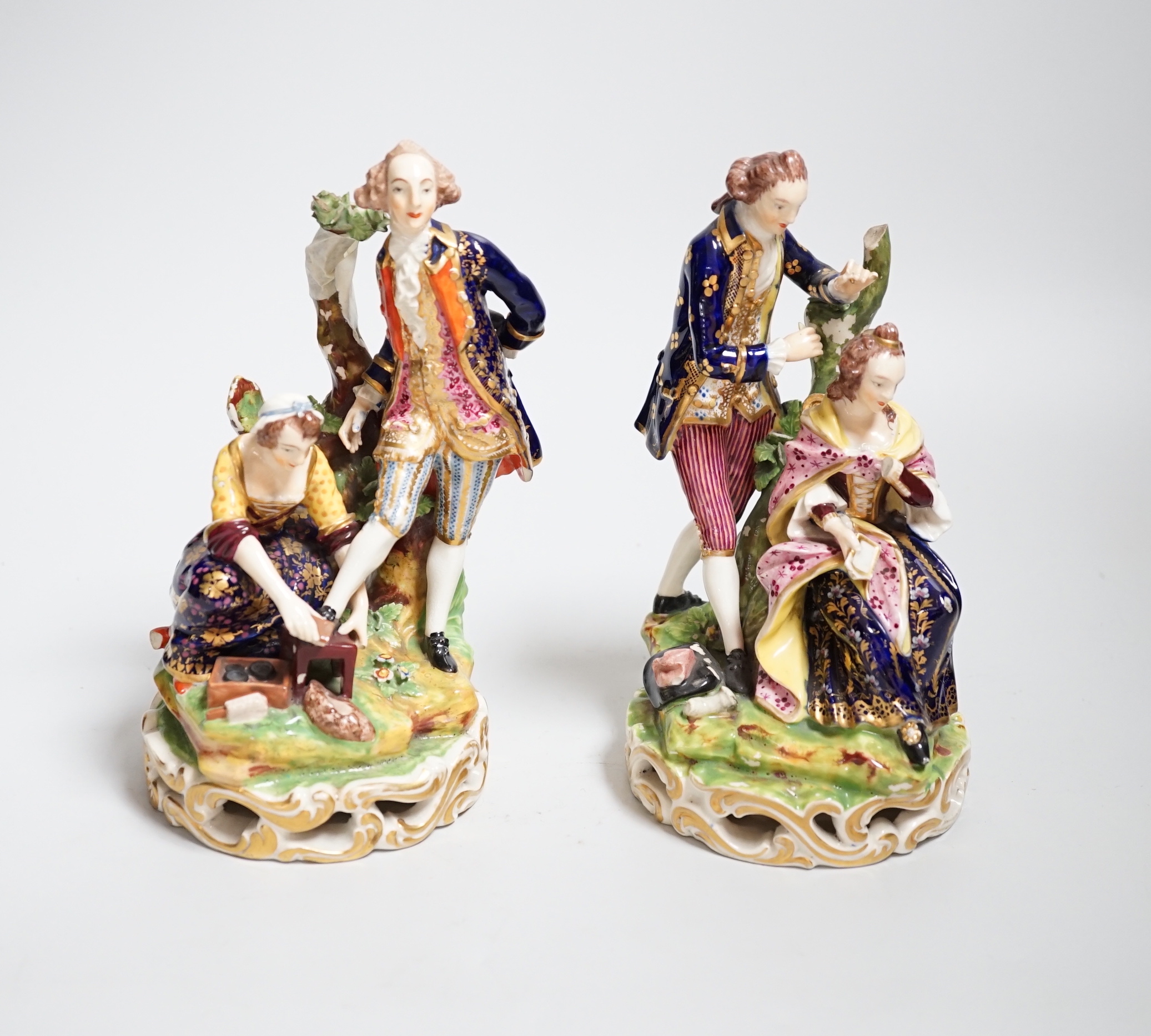 A pair of Bloor Derby figure groups, c.1830, 18cm